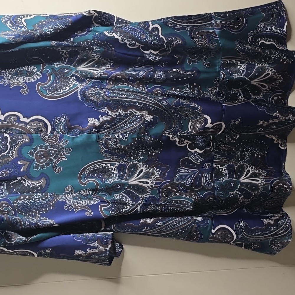 Ming Wang Paisley Print Crepe de Chine Dress XL - Picture 12 of 14